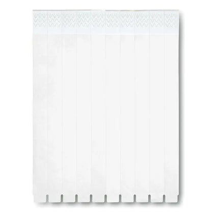 O foaie de 10 bratari din hartie alba cu model zigzag subtil si margine inferioara perforata