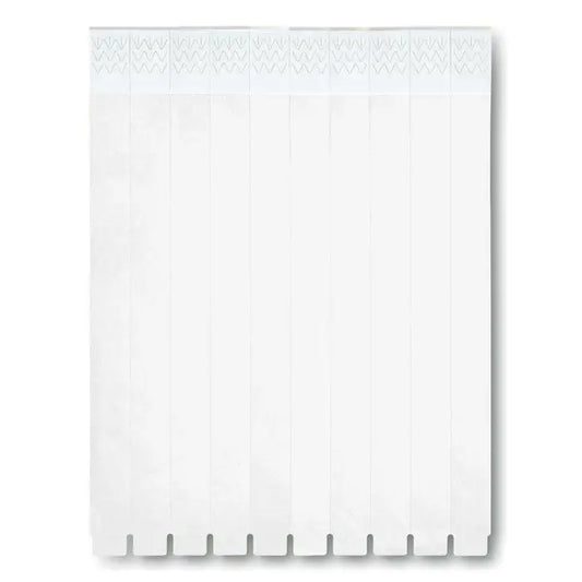 O foaie de 10 bratari din hartie alba cu model zigzag subtil si margine inferioara perforata