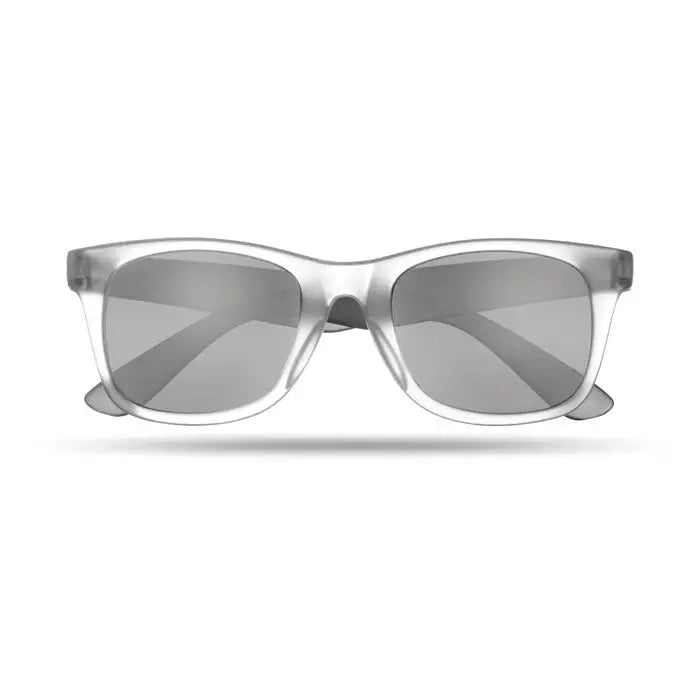 Ochelari de soare cu rama transparenta si lentila oglinda gri reflectorizanta pentru protectie UV