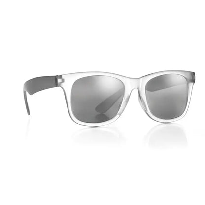 Ochelari de soare cu rama transparenta si lentile oglinda gri cu tample gri inchis pentru protectie solara