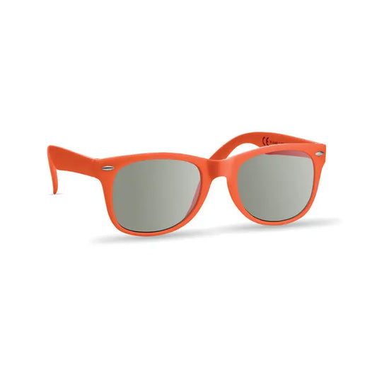 Ochelari de soare cu protectie UV, rama portocalie din plastic si lentile reflectorizante gri