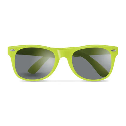 Ochelari de soare cu protectie UV cu rama din plastic verde lime si lentile oglinda gri inchis