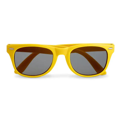 Ochelari de soare cu protectie UV galbeni cu rama din plastic si lentile degrade gri design retro clasic