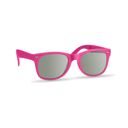 Ochelari de soare cu protectie uv cu rame roz aprins din plastic si lentile gri reflectorizante