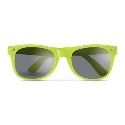 Ochelari de soare cu protectie UV in rama de plastic verde lime si lentile oglinzite gri inchis