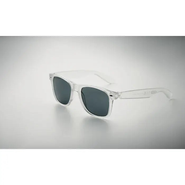 Ochelari de soare din RPET cu rame transparente din acetat si lentile gri inchis