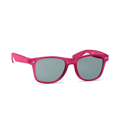 Ochelari de soare cu rame roz din plastic RPET si lentile oglinda gri pentru protectie UV