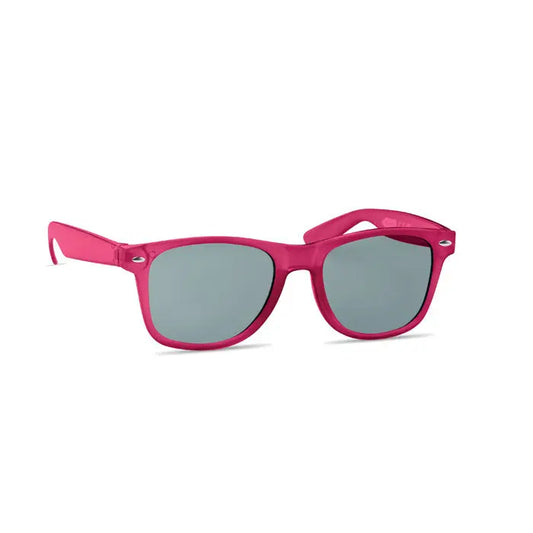Ochelari de soare cu rame roz din plastic RPET si lentile oglinda gri pentru protectie UV