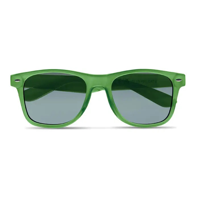 Ochelari de soare din rpet cu rama verde din plastic si lentile gri cu gradient ideal pentru protectie solara