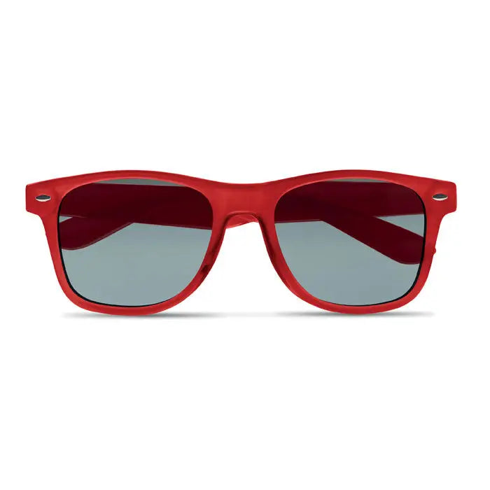 Ochelari de soare din rpet cu rame rosii din plastic si lentile gri degrade pentru protectie solara