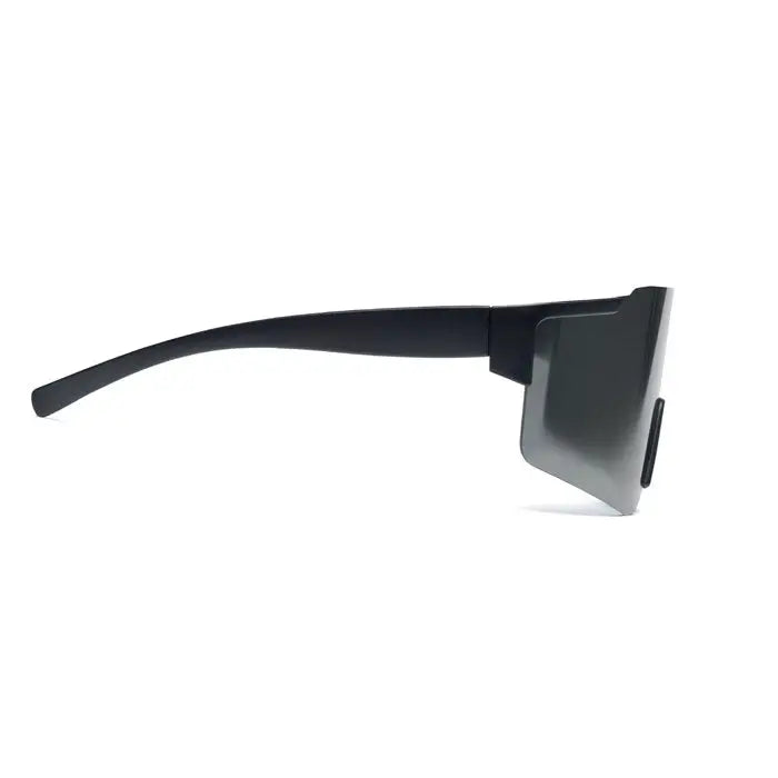 Ochelari de soare sport negri cu rama si lentile gri degrade cu design modern si oglinda