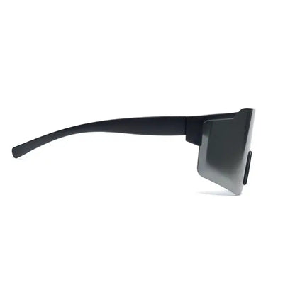 Ochelari de soare sport negri cu rama si lentile gri degrade cu design modern si oglinda