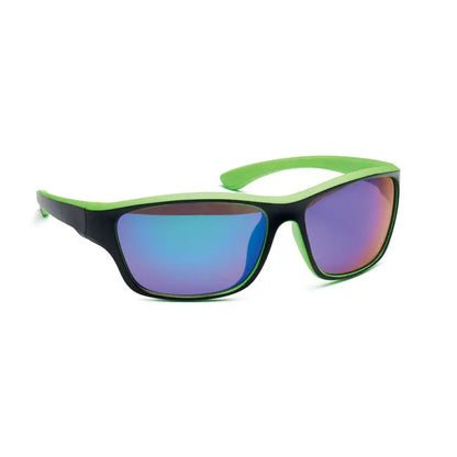 Ochelari de soare sport uv400 cu lentile oglindă albastru violet și rame verde aprins și negru