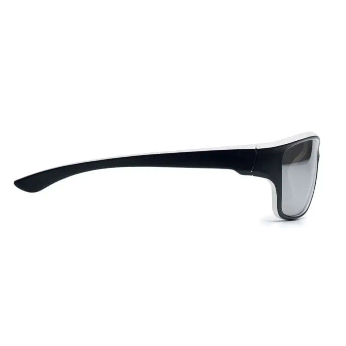 Ochelari de soare sport cu oglinda uv400, rame dreptunghiulare alb-negru și lentile degrade gri