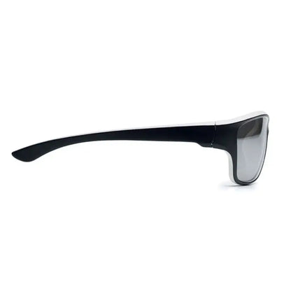 Ochelari de soare sport cu oglinda uv400, rame dreptunghiulare alb-negru și lentile degrade gri