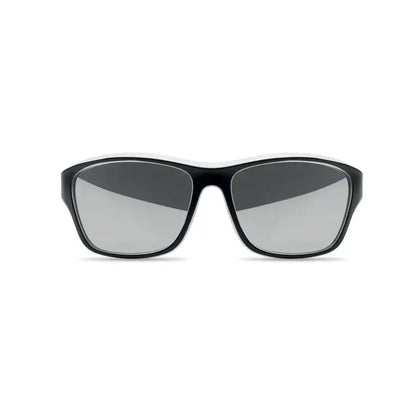 Ochelari de soare sport cu oglinda uv400 cu rame negre si lentile oglinda gri pentru protectie uv