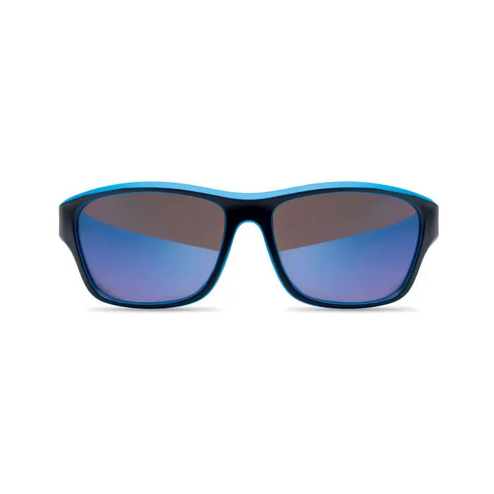 Ochelari de soare sport cu rama albastra si neagra si lentile oglinda uv400 albastru gradient