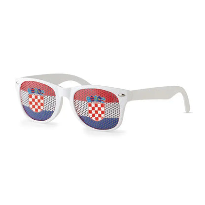 Ochelari de soare albi cu lentile decorate cu designul drapelului Croației, accesoriu de modă original