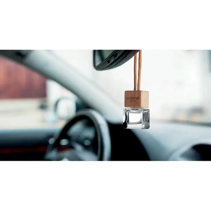 Odorizant cu aroma auto noua 5ml cu recipient din sticla transparenta, capac din lemn natural si siret impletit