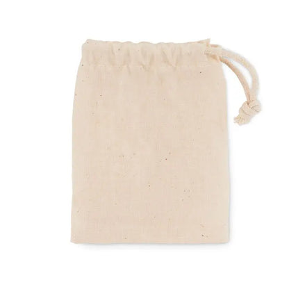 Oglinda de machiaj din bambus cu sac beige din bumbac cu sfoara de prindere simpla si textura texturata