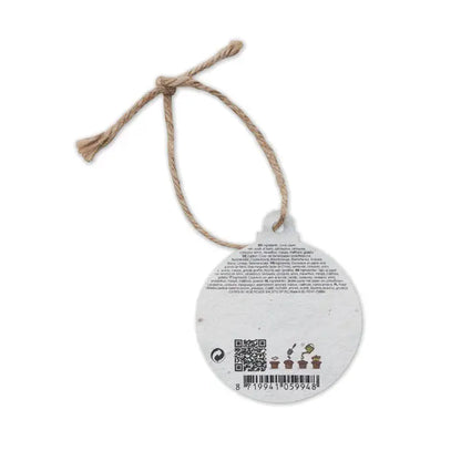 Orn de Craciun din hartie cu seminte alb oval cu sfoara naturala decorativ pentru agatat