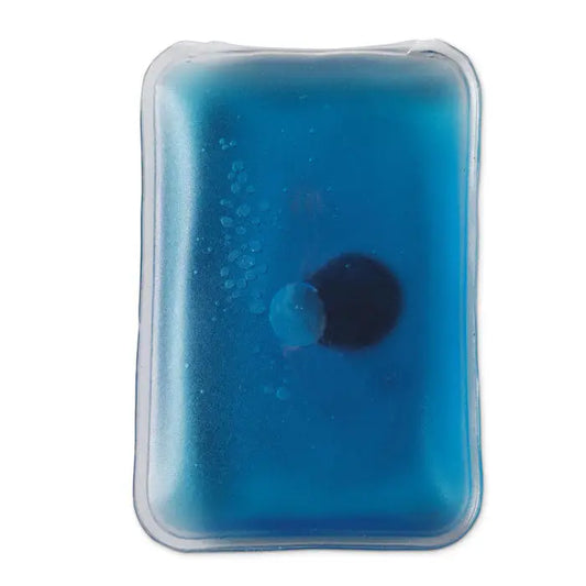 Pad cald si rece albastru dreptunghiular cu gel, recipient flexibil transparent si bule lichide plutitoare