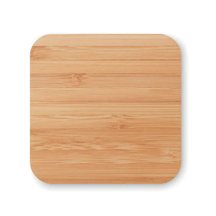 Pad de incarcare wireless din bambus 5w cu suport rotunjit maro deschis si finisaj natural lemn fin