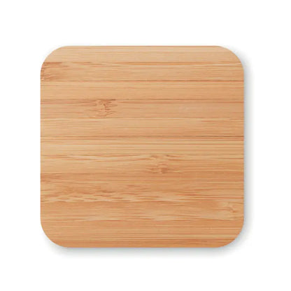 Pad de incarcare wireless din bambus 5w cu suport rotunjit maro deschis si finisaj natural lemn fin