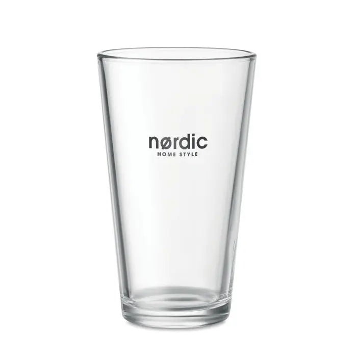 Pahar conic 300ml din sticlă clară cu text negru nordic home style pentru băuturi