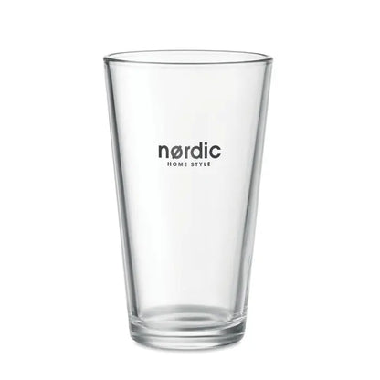 Pahar conic 300ml din sticlă clară cu text negru nordic home style pentru băuturi