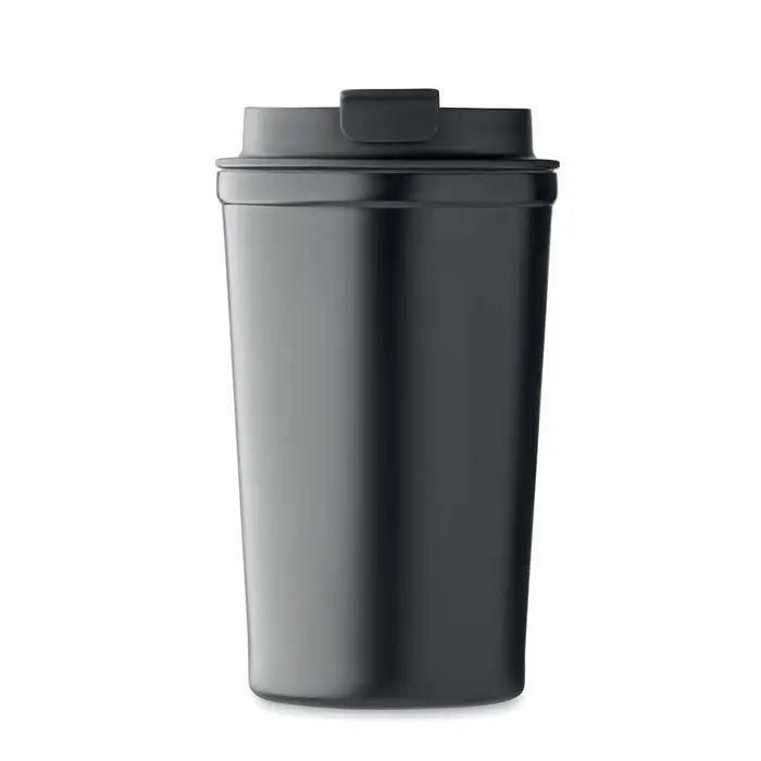 Pahar cu captuseala ceramica 450 ml negru mat cu capac si mecanism flip-top pentru calatorii