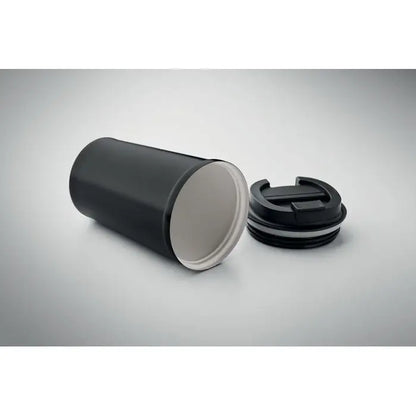 Pahar cu captuseala ceramica negru mat cu capac flip-top pentru calatorii 450 ml