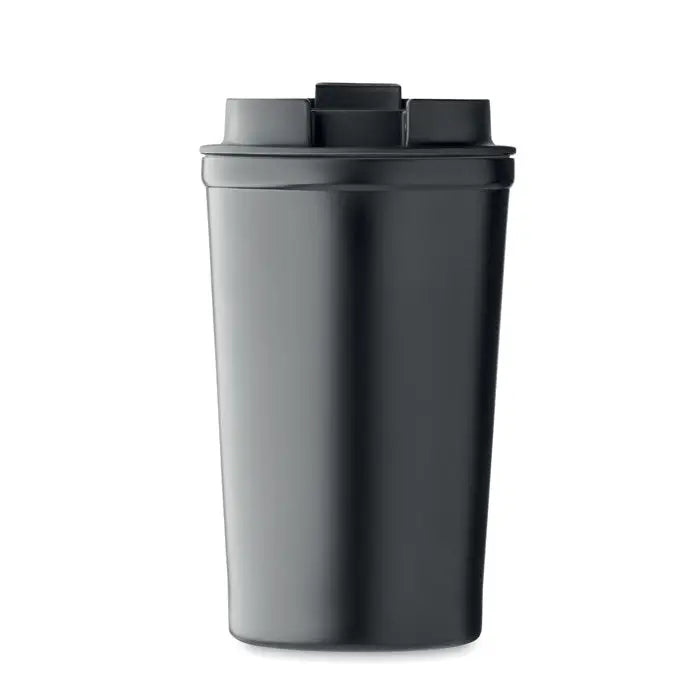 Black plastic shaker cu capac si bila integrata pentru amestec, pahar cu captuseala ceramica 450 ml
