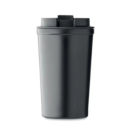 Black plastic shaker cu capac si bila integrata pentru amestec, pahar cu captuseala ceramica 450 ml