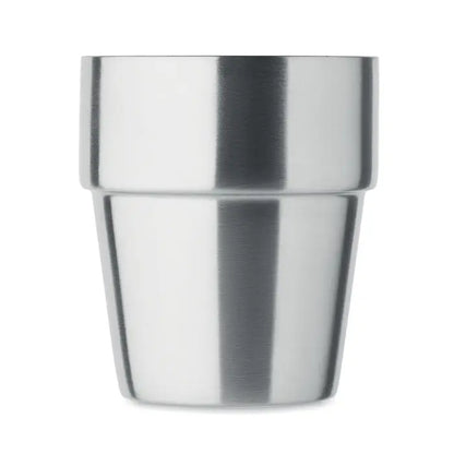 Pahar cu perete dublu 250 ml din oțel inoxidabil cu finisaj periat și bandaj orizontal distinct pentru băuturi