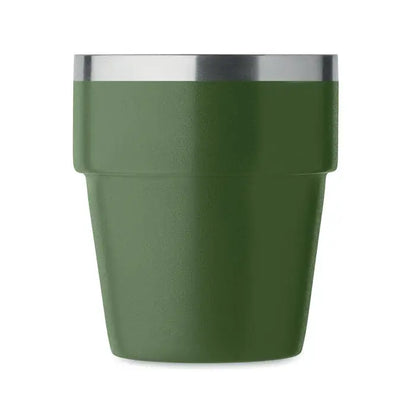Pahar cu perete dublu 250 ml verde măsliniu izolat cu margine eleganta din oțel inoxidabil