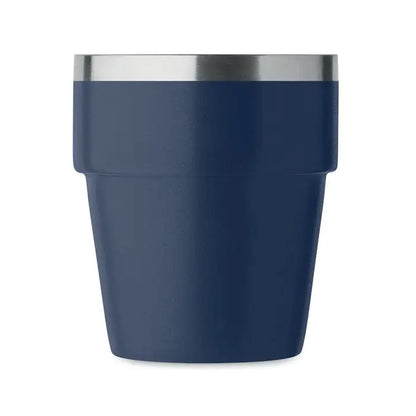 Pahar cu perete dublu 250 ml albastru închis izolat cu margine din oțel inoxidabil pentru călătorii