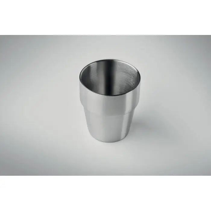 Pahar cu perete dublu 250 ml din inox cilindric cu finisaj satinat si margine usor evazata
