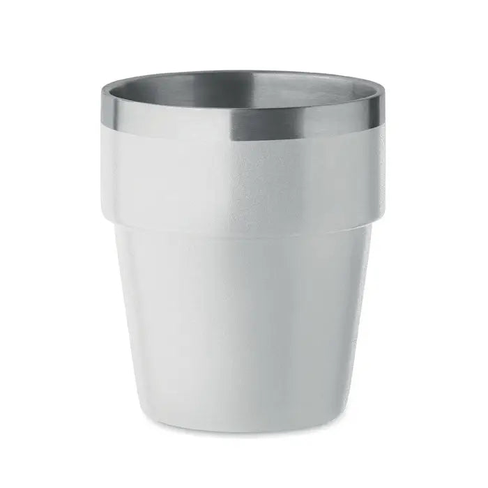Pahar cu perete dublu 250 ml din oțel inoxidabil argintiu cu finisaj mat și design minimalist elegant