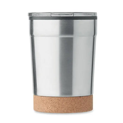 Pahar cu perete dublu 300ml din inox izolat cu capac transparent si baza de pluta