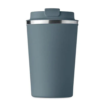 Pahar cu perete dublu 350 ml gri mat cu finisaj mat si capac flip-top pentru calatorii