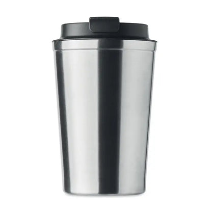 Pahar cu perete dublu 350 ml din otel inoxidabil cu capac negru ideal pentru calatorii