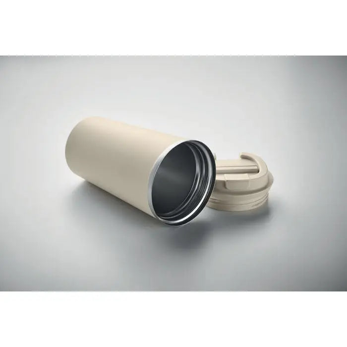 Beige pahar cu perete dublu 510 ml, termos de calatorie cu capac asortat si interior din otel inoxidabil