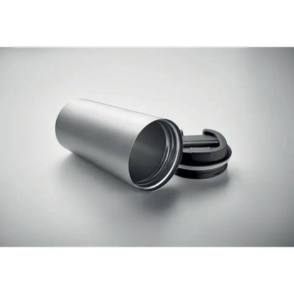 Pahar cu perete dublu 510 ml din otel inoxidabil argintiu cu capac flip-top negru pentru calatorii