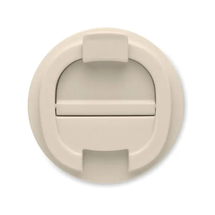 Pahar cu perete dublu 510 ml cu capac din plastic beige cu design articulat si inchidere tip snap on