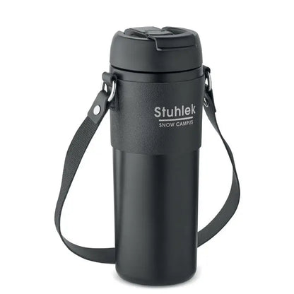 Pahar cu perete dublu 700 ml black stuhlek snow campus cu corp izolant mat si capac asortat pentru calatorii