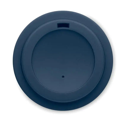 Capac din silicon albastru naval pentru pahar cu perete dublu pp 300 ml cu deschidere dreptunghiulara si orificiu central