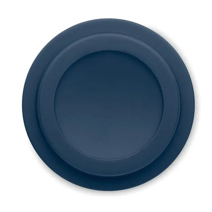Pahar cu perete dublu pp 300 ml albastru închis cu suport rotund din silicon cu cercuri concentrice texturate