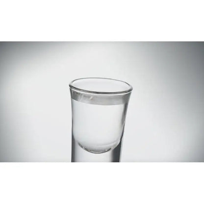 Pahar de shot 28 ml din sticla transparenta cu design neted, conic si margine usor mai lata