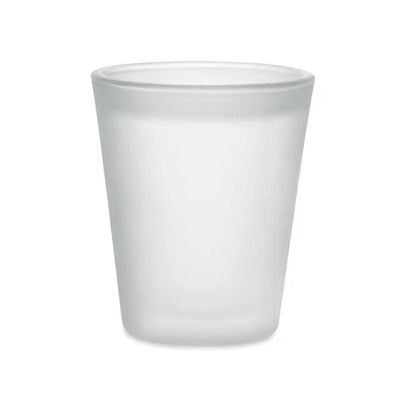 Pahar de sublimare 44ml din sticla alba mata cu margine neteda rotunjita si laturi usor conice